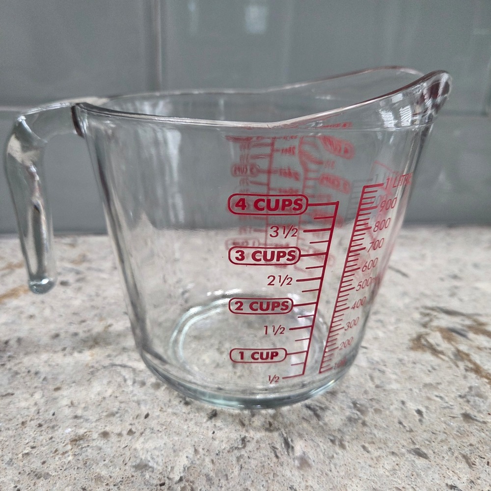 Anchor Hocking Glass Measuring Cup 4 Cup Clear Red‎ Measurement Kitchen Baking
